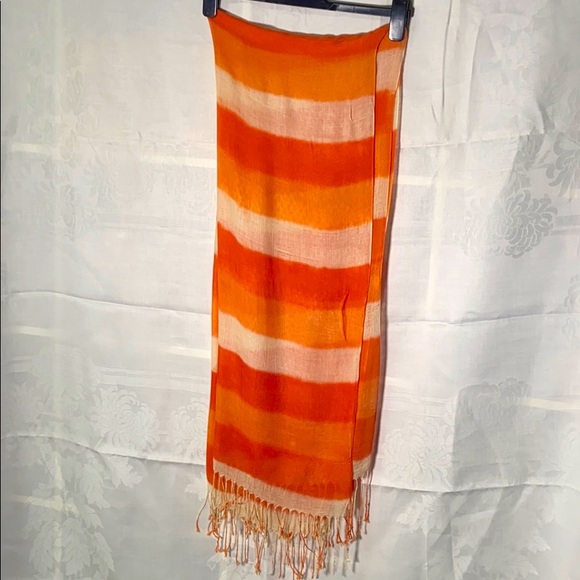 Orange + Cream Striped Shawl - Picture 2 of 2